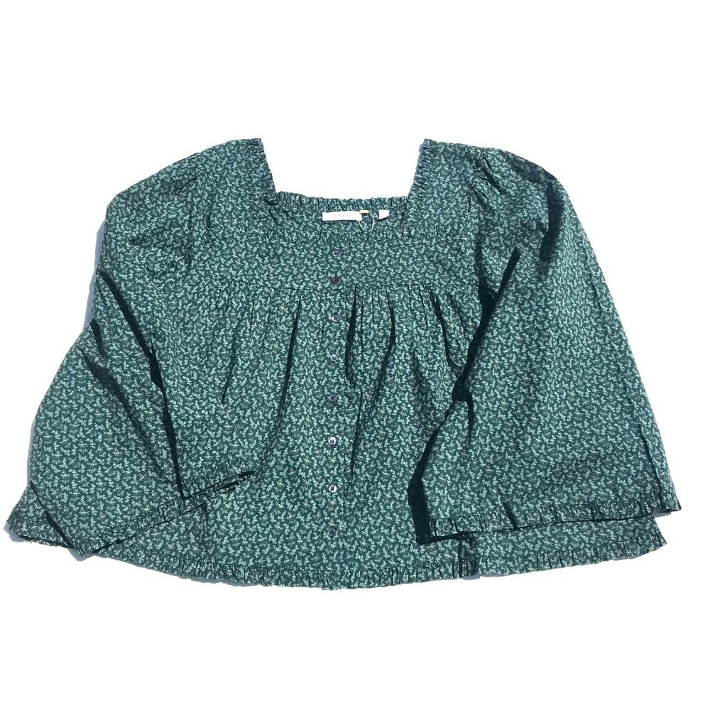 NWT 🎉 Doen “Lunaria” cotton top / blouse, square neck, lots of details, XXL.